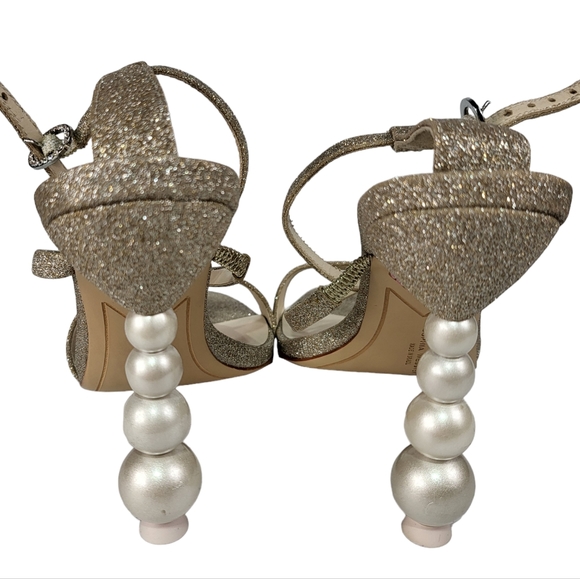 Sophia Webster Rosalind Pearl Glitter Sculptured Heel Sandals Champagne 36.5 - Picture 8 of 11
